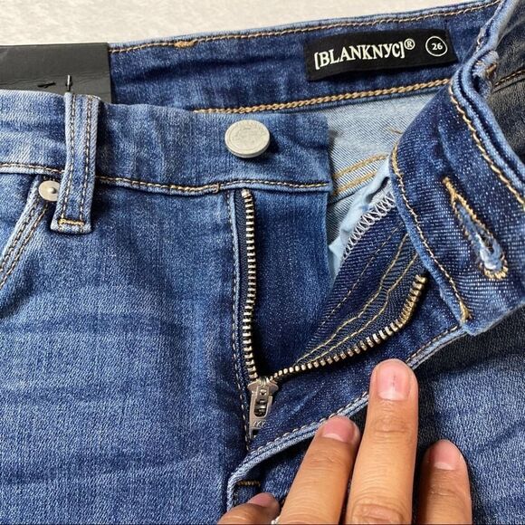 Blank NYC Medium Wash Skinny Jeans Raw Hem 26 - Picture 10 of 11